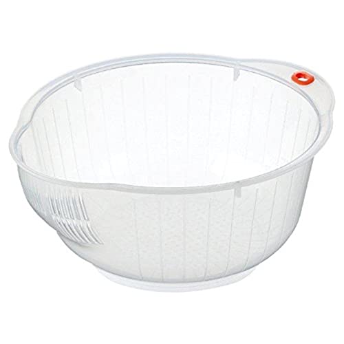 Inomata Plastic Rice Washing Bowl with Strainer