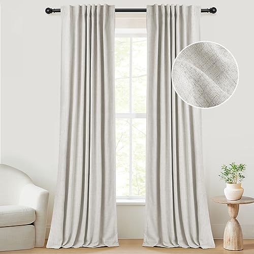 INOVADAY Linen Blackout Curtains - Beige