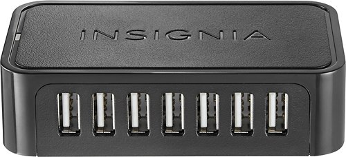 Insignia - 7-Port USB 2.0 Hub - Black