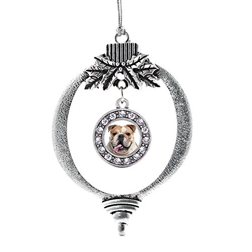 Inspired Silver Bulldog Face Charm Ornament
