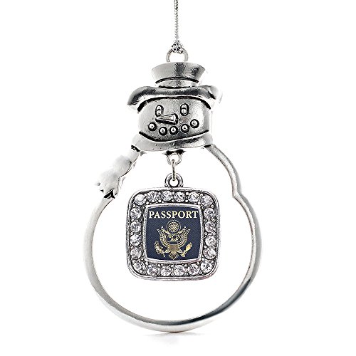 Inspired Silver - Silver Square Charm Snowman Ornament