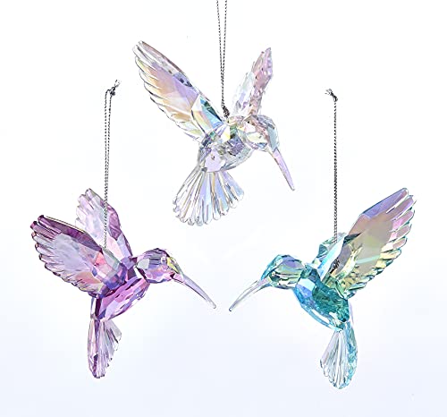 Iridescent Hummingbird Ornaments, Set of 3 Assorted for Christmas