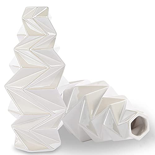 iRonrain 12" White Modern Ceramic Vase