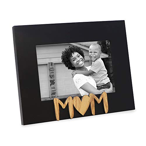 Isaac Jacobs Black Wood Sentiments Mom Picture Frame, 4x6 inch, Photo Gift for Mother, Family, Display on Tabletop, Desk (Black)