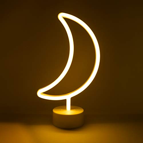 Isaac Jacobs LED Neon Yellow Crescent Moon Tabletop Lamp