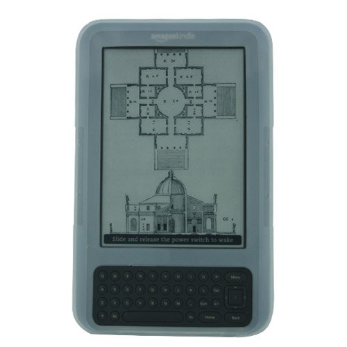 iShoppingdeals - Clear White Silicone Skin Case Cover for Amazon Kindle Keyboard 3G+WiFi