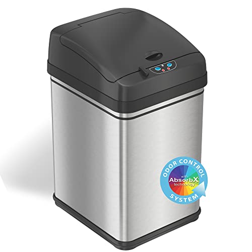 iTouchless 8 Gallon Sensor Trash Can with AbsorbX Odor Filter