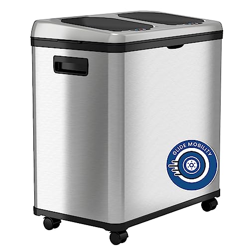 iTouchless Stainless Steel Dual-Compartment Trash Can/Recycle Bin