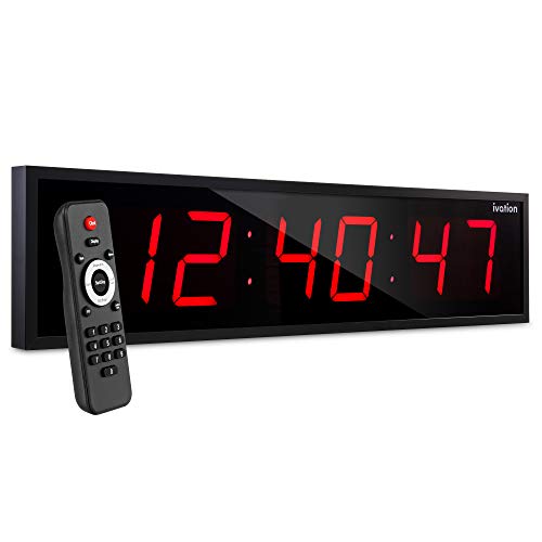 Ivation Huge 24" Inch Large Big Oversized Digital LED Clock with Stopwatch, Alarms, Countdown Timer & Temp - Shelf or Wall Mount (Red)