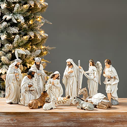 Ivory Resin Nativity Figurines Set
