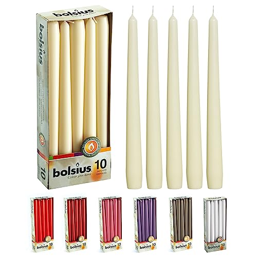 Ivory Taper Candles - 10 Pack Unscented 10 Inch Dinner Candle Set