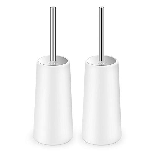  Toilet Brush and Holder, 2 Pack Compact Size Toilet Bowl Brush  with Stainless Steel Handle, Small Size Plastic Holder Easy to Hide, Space  Saving for Storage, Drip-Proof, Easy to Assemble Deep