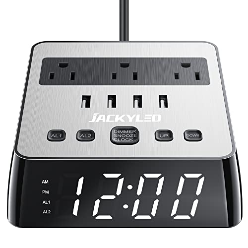 JACKYLED Alarm Clock with USB Charger