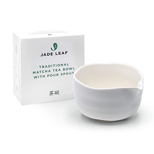 Jade Leaf Matcha Tea Bowl with Pour Spout