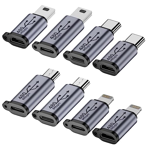 Jadebones USB C/Lightning to Micro USB Adapter (8 Pack)