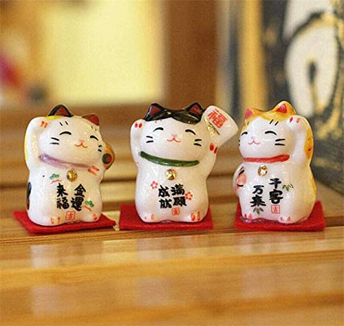 Japanese Ceramics Maneki Neko Lucky Fortune Cat Figurines