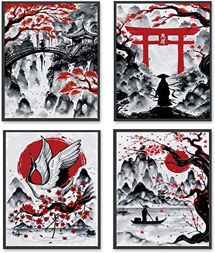 Japanese Landscape Posters Set of 4