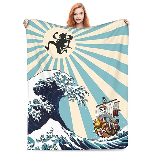 Japanese Wave Pirate Ship Blanket