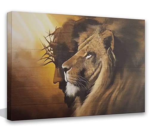 Jesus and Lion Canvas Wall Art Decor