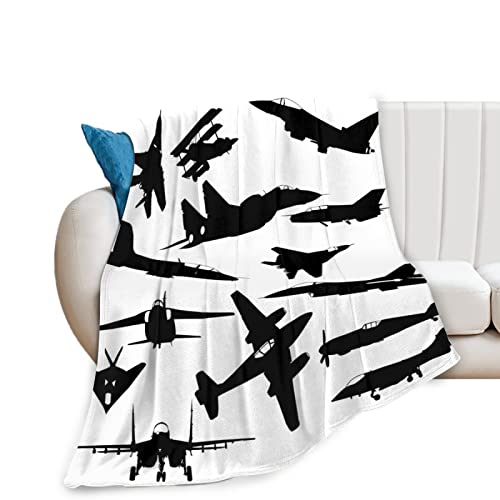 Jet Fighter Airplane Soft Throw Blanket All Season Microplush Thick Warm Blankets Tufted Fuzzy Flannel Throws Blanket for Bed Sofa Couch 60"x50"