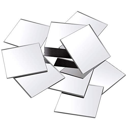 Jetec 25 Pieces Mini Size Acrylic Square Mirror Adhesive Small Square Mirror Craft Mirror Tiles for Crafts and DIY Projects Supplies(3 Inches)