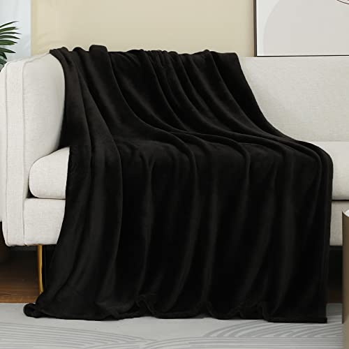 JIAHANNHA Black Fleece Throw Blanket - Soft and Cozy