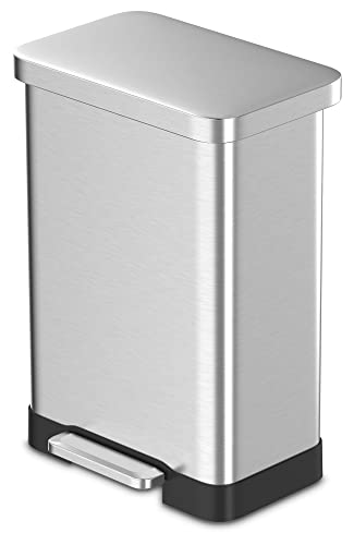 JIMORY 20 Gallon Trash Can, Stainless Steel Step On Kitchen Trash Can, Stainless Steel