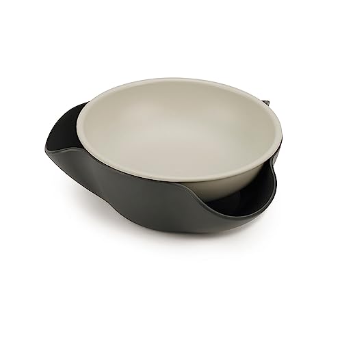 Joseph Joseph Double Dish Pistachio and Snack Serving Bowl, Gray with Food Waste Compartment- Grey