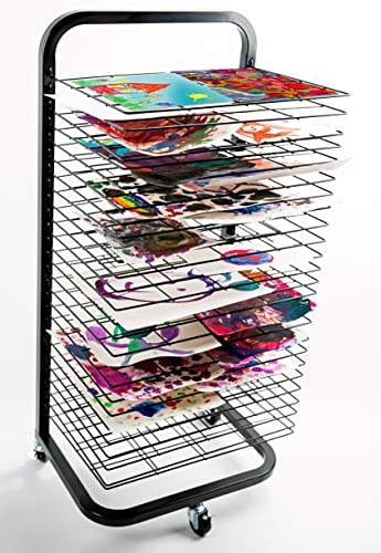 Joymaney Art Drying Rack - 25 Shelves, Mobile, Solid Metal
