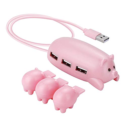 JoyReken Cute Pig USB Hub with Piglet Decoration Lids