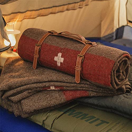 JQZ 100% Wool Blanket - Swiss Army Style Warm and Durable