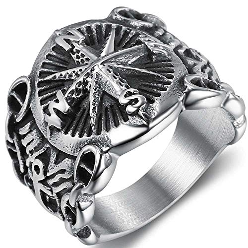 Jude Jewelers Retro Vintage Stainless Steel Compass Pirates Sailor Biker Cocktail Party Ring (Silver, 16)