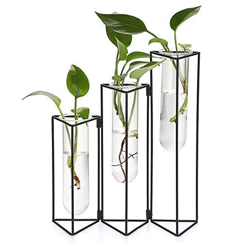 JUXYES Nordic Style Test Tube Vase with Metal Stand