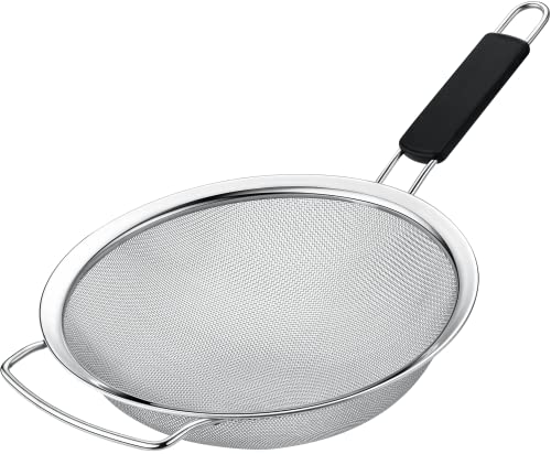 Kafoor 9" Large Fine Mesh Strainer with Thermo Plastic Rubber Handle