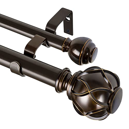 KAMANINA Double Curtain Rods 72-144 Inches