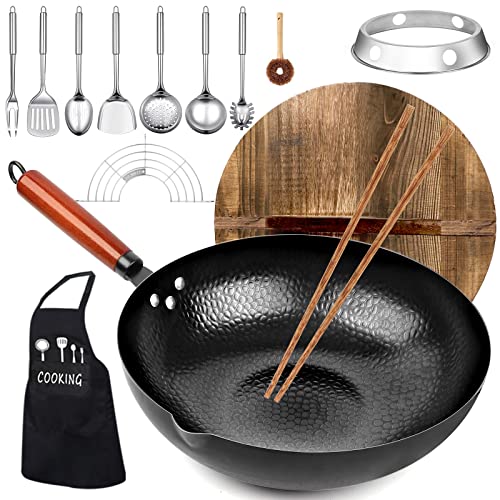 Kaqinu Carbon Steel Wok Pan Set