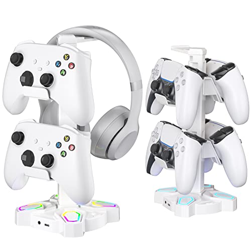 KDD Gaming RGB Headphones Stand - Rotatable Headset Stand with 9 Light Modes and Controller Holder