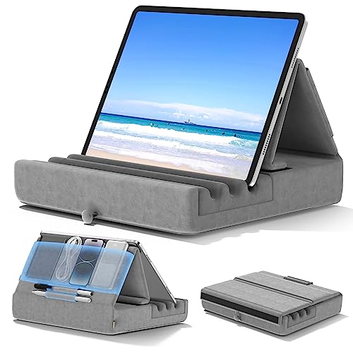 KDD Tablet Pillow Holder - Foldable iPad Stand for Lap, Bed, and Desk