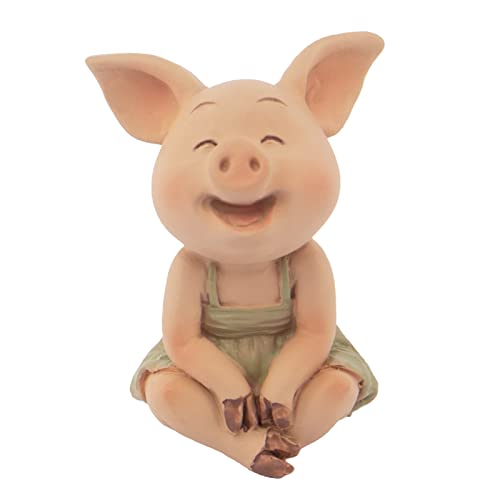 KEEPKAP Pig Statue Mini Pig Figurine, Resin Home Decor, Lucky Animal Garden Statue for Micro Landscape (Happy Pig)