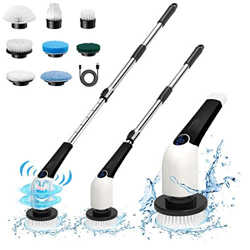 1200RPM Electric Spin Scrubber 21V Cordless Cleaning Brush with Adjustable  Extension Arm 8 Replaceable Cleaning Heads for Home