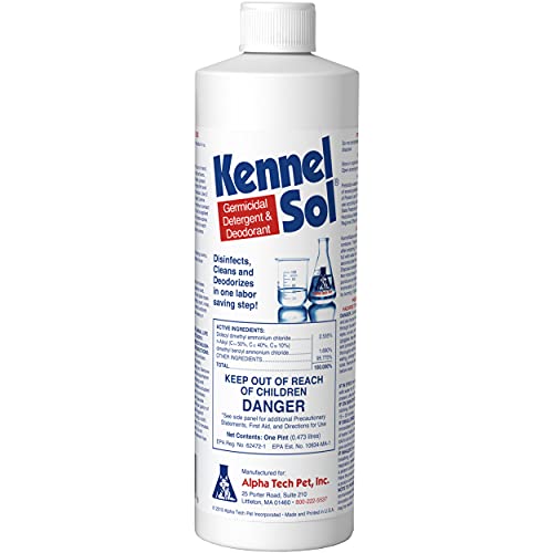 KennelSol 1-Step Kennel Cleaner - EPA Registered Liquid Concentrate Disinfectant and Deodorizer, Effective Against Bacteria and Viruses - 1 Pint by Alpha Tech Pet