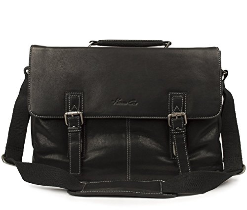 Kenneth Cole Flap-py As Can Be Full Grain Cowhide Leather Double Gusset Flapover 14.1” or 15” Computer Portfolio