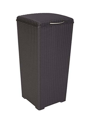 Keter Pacific 33 Gallon Resin Rattan Outdoor Trash Can