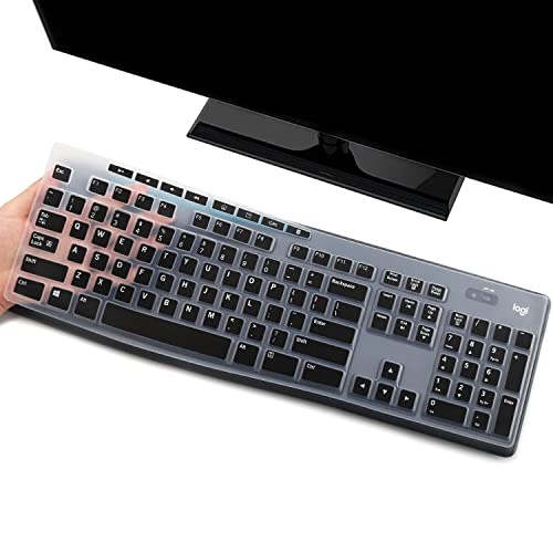 Keyboard Cover Skin Protector Fit Logitech MK275 MK270 Keyboard, Logitech K200 K260 K270 MK200 MK260 Ultra Thin Desktop PC Silicone Keyboard Cover-Black