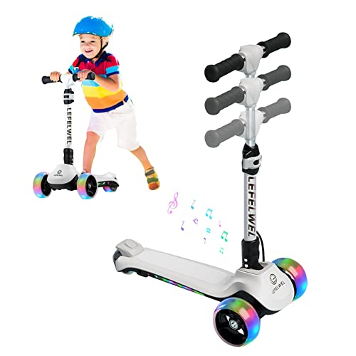 Kids Electric Scooter with Bluetooth Speakers and Rainbow Lights