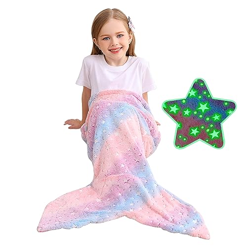 Kids Glow-in-the-Dark Mermaid Tail Blanket