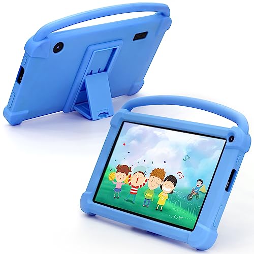 Kids Tablet 7 inch, Android Tablet for Kids, 16GB ROM, Support 128GB Expand, with Parental Control, Google Certified Toddler Tablet, WiFi, Bluetooth, Dual Camera Tablet with Silicone Case, Blue