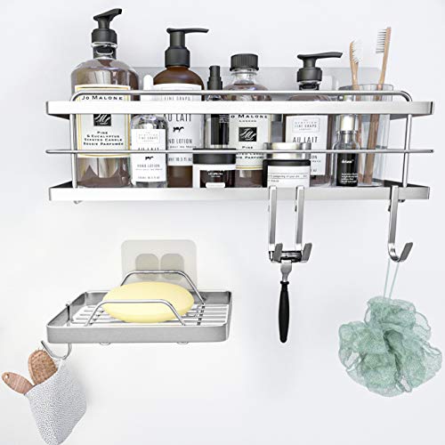 KINCMAX Shower Caddy Basket Shelf & Soap Dish Set