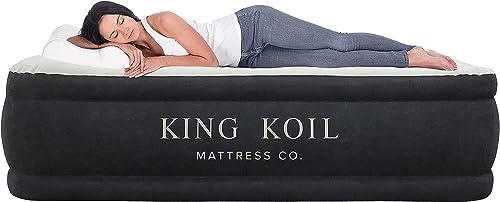 King Koil Luxury Air Mattress - Queen Size Inflatable Airbed with Built-in Pump