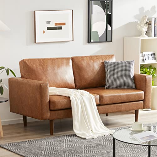 Kingfun 65" Faux Leather Loveseat Sofas for Living Room